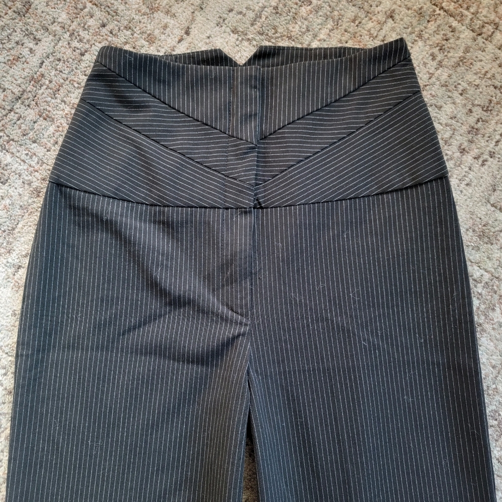 Marianne Pinstripe‎ Wide Leg High Waist Business Casual Crepe Pants Size Small